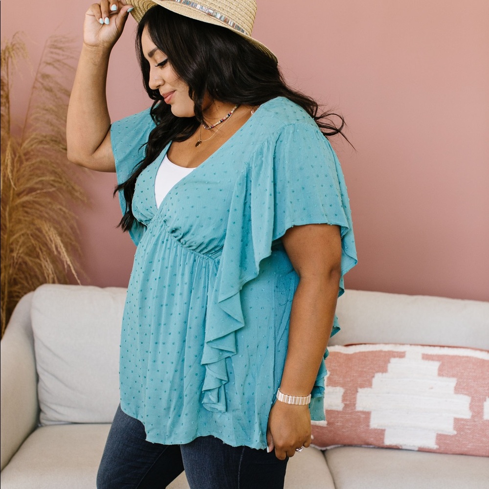 Fly Away Home Blouse in Dusty Teal - Picture 7 of 10